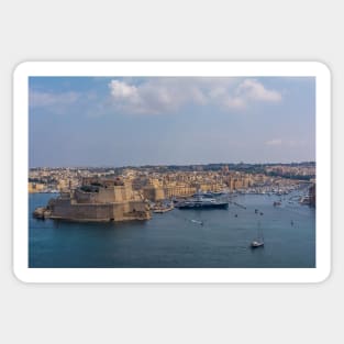 View to the Fort St. Angelo, with part of the city Birgu, Malta Sticker